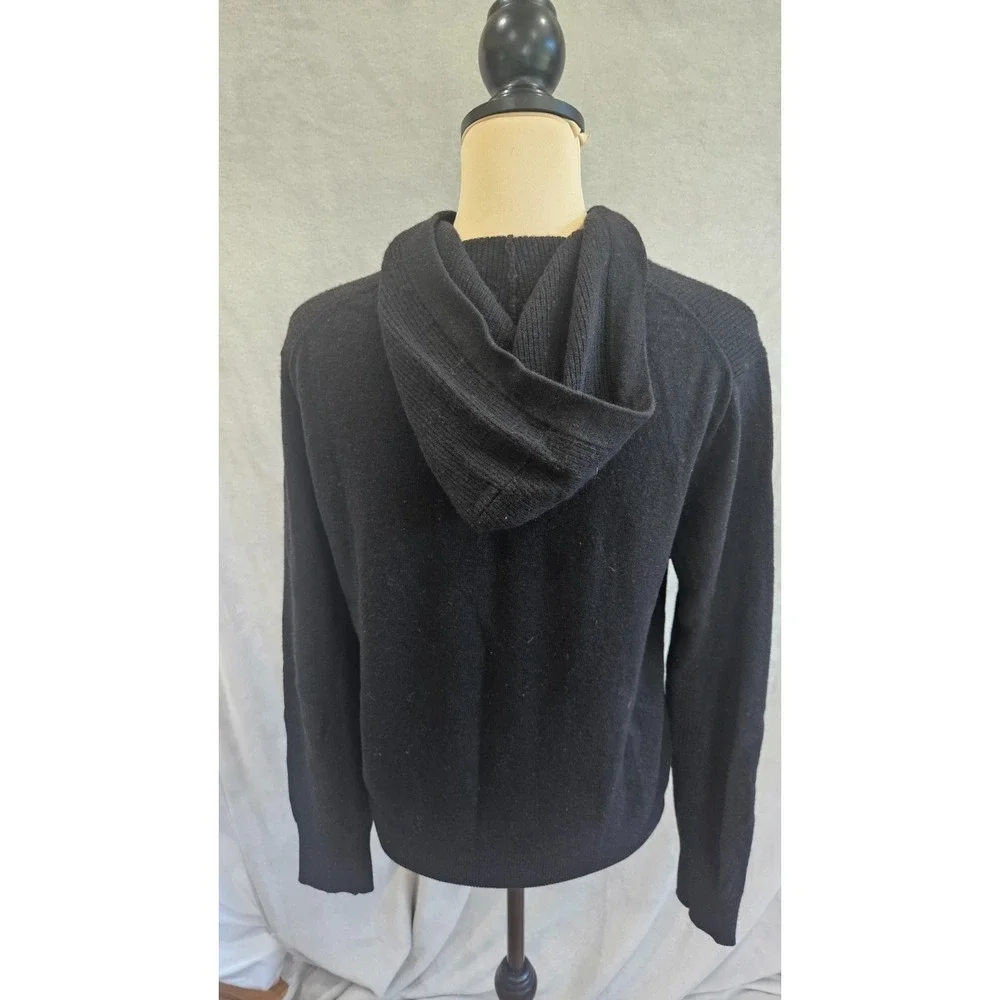 Banana Republic Mens S Merino Wool Heavy Knit Pullover Hoodie Snap Neck Sweater